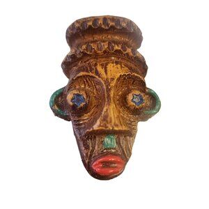 Unique West Germany Wood Face Charm (A5694)